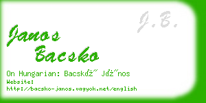 janos bacsko business card